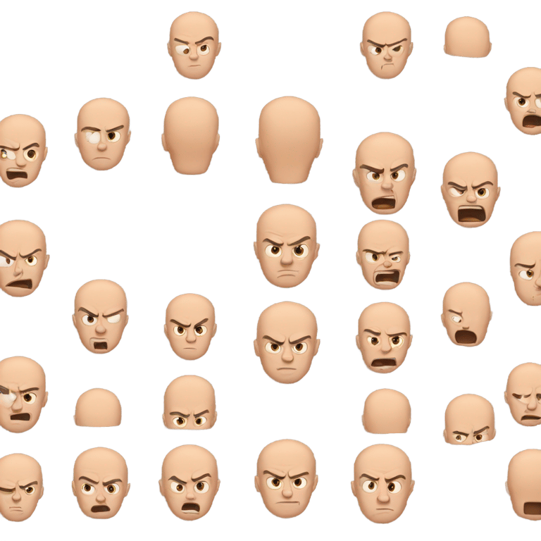 genmoji: A without hair man angry face