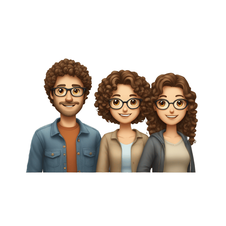 genmoji: A curly-haired young man and a brown-haired girl with glasses, Caucasian couple