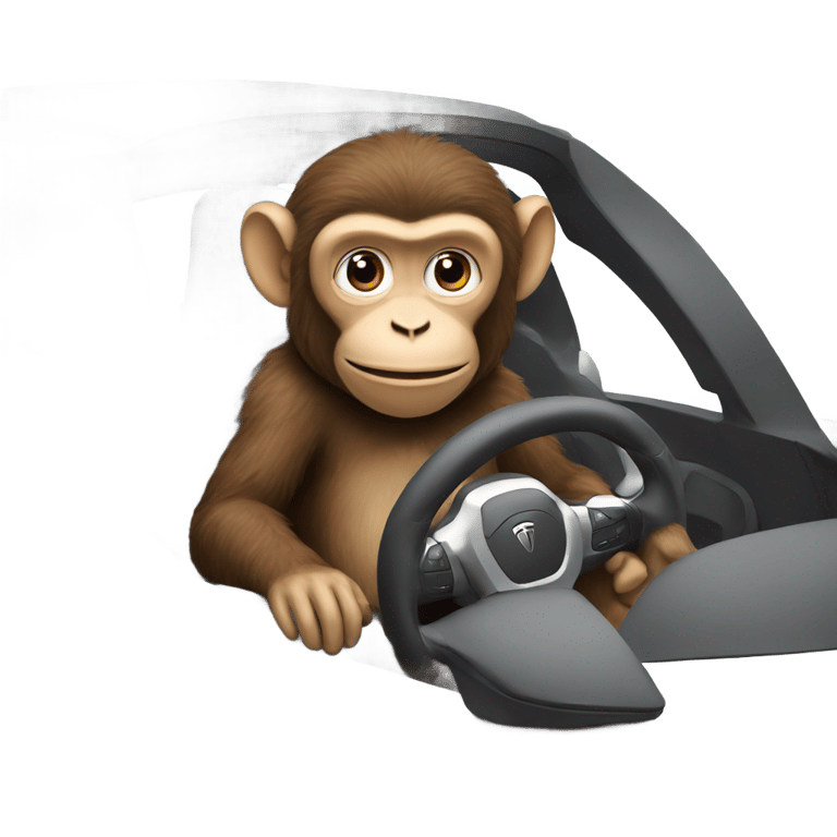 genmoji: Monkey driving tesla