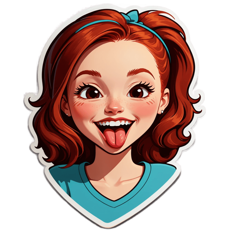 genmoji : Fille, rousse, clin d'œil, langue sortie