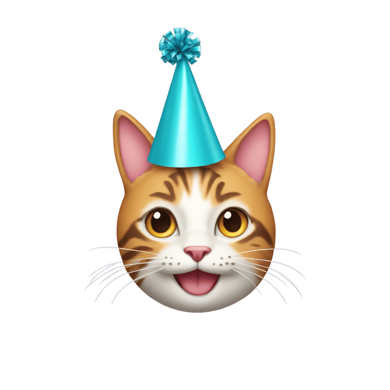 genmoji：cat smiling with a party hat