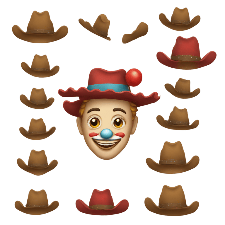 genmoji: Clown emoji with cowboy emoji hat