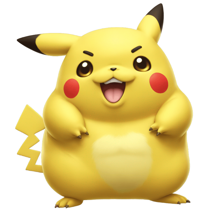 genmoji: Really fat Pikachu, perfect quality, accurate, 4K, hyperrealistic