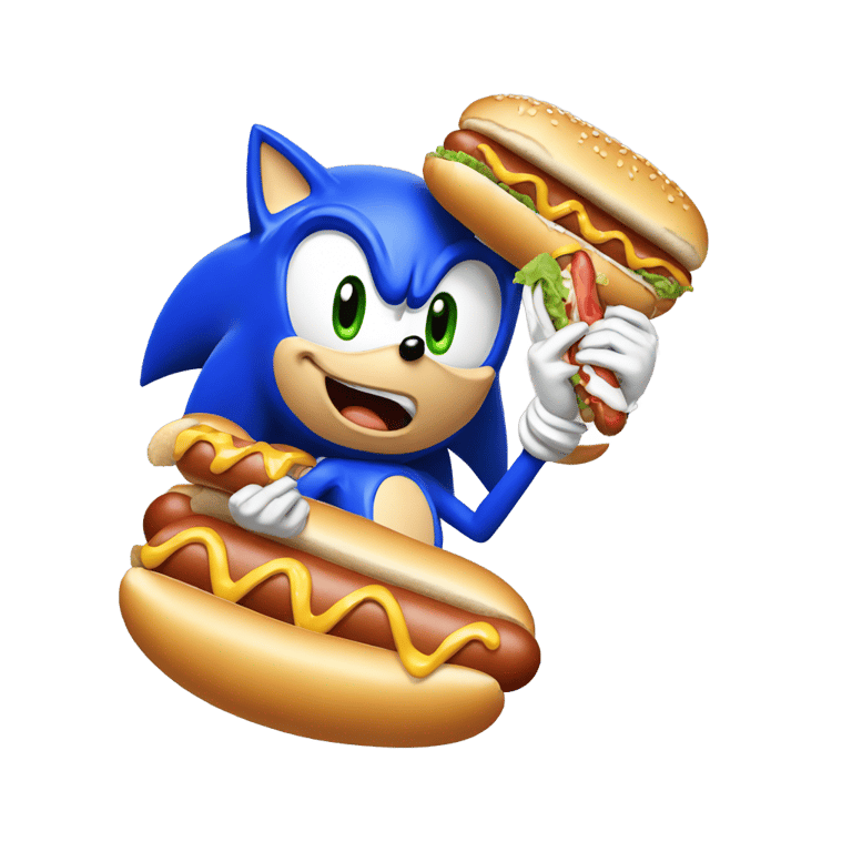 絵文字：Sonic eating a hotdog