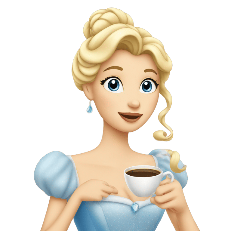 絵文字：Cinderella drinking coffee