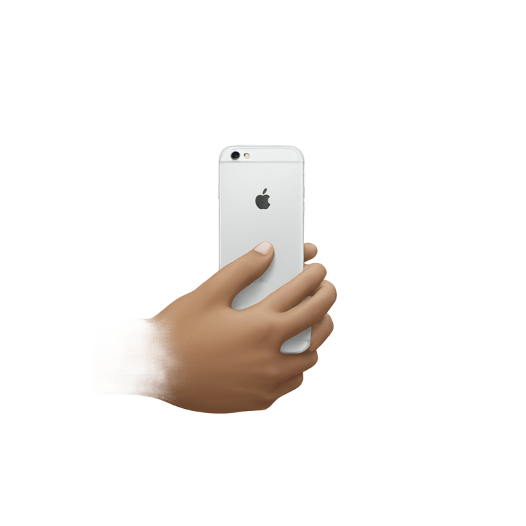 絵文字：One white hand having an Iphone into