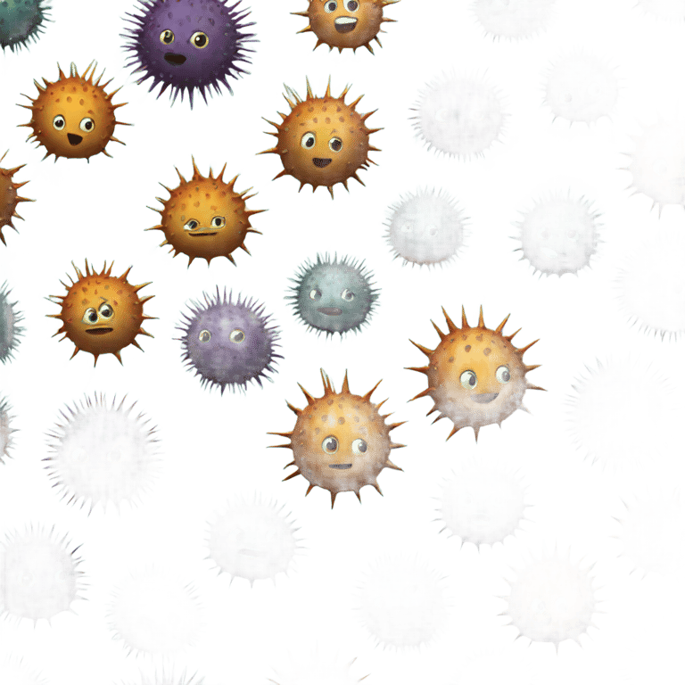 genmoji: some sea urchins rocking mp3s