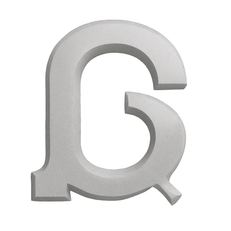 genmoji: Letter q made out of quartz gray paint