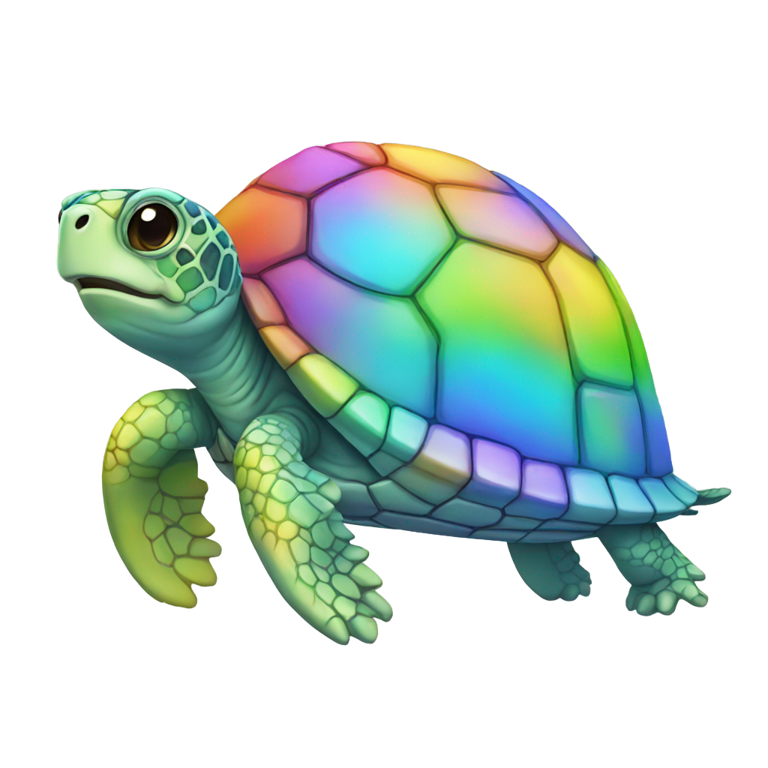 genmoji: Rainbow clear turtle