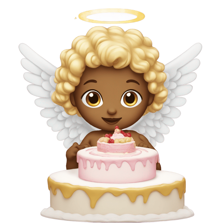 絵文字：Angel baby with cake