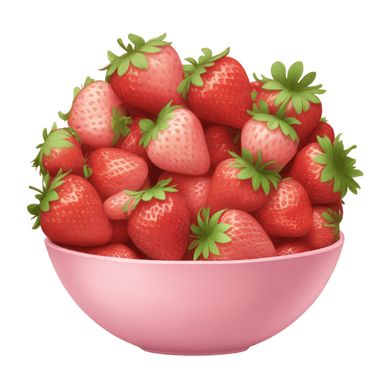 genmoji: large fancy pastel pink bowl of strawberries