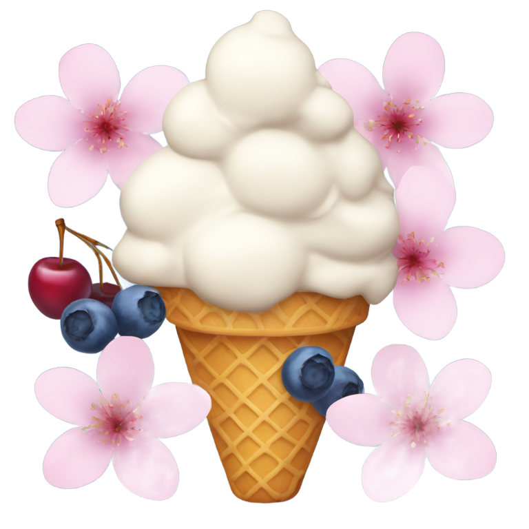 絵文字：ブルーベリーアイスクリームと桜
