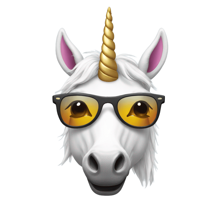 genmoji: funny unicorn head with sunglasses