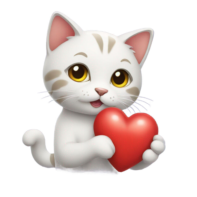 genmoji: cat giving out heart