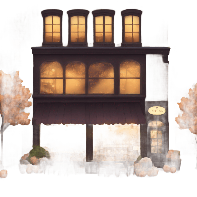 genmoji: cozy bustling coffee shop at night in fall