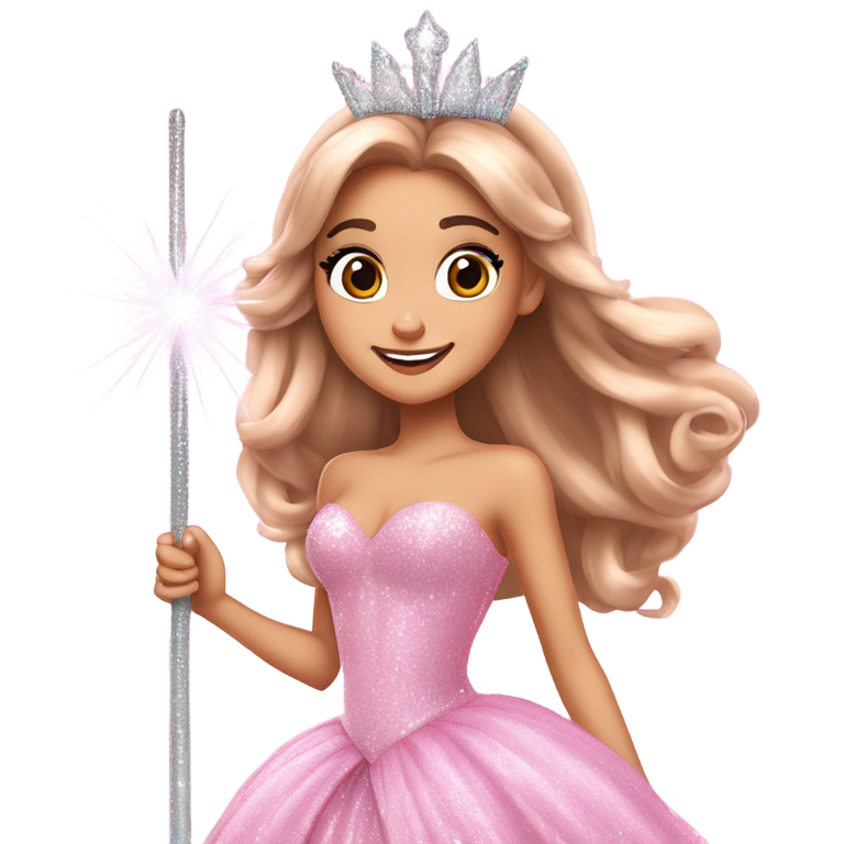 prompt: Ariana Grande as Glinda with the magic wand, pink dress, all body, adult