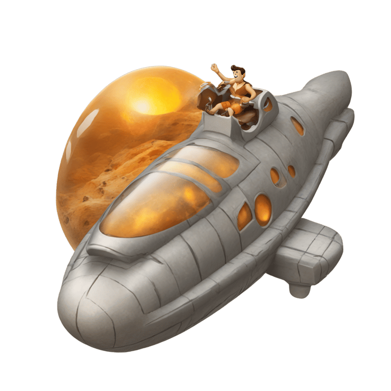 genmoji：Fred Flintstone spaceship