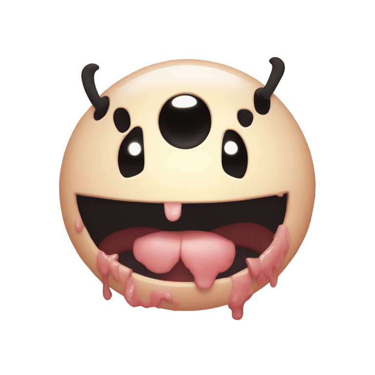 genmoji: make chara from undertale, have rosy cheeks. Give it large black void eyes with meat leaking out. Give it a wide smile with as many sharp teeth as possible and spiders inside