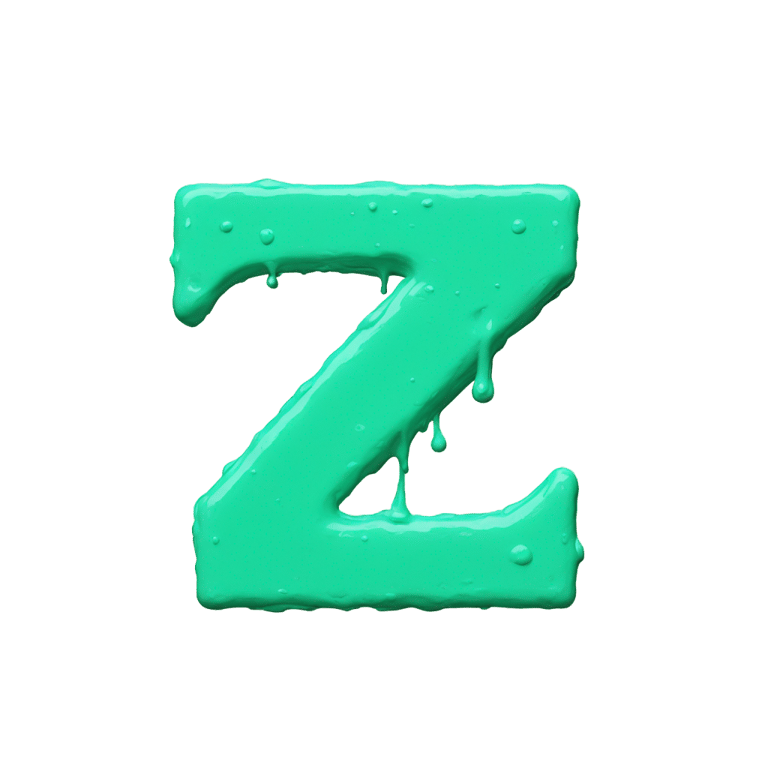 genmoji: Letter z made out of zomp cyan green paint