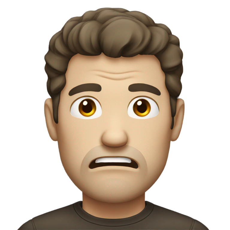 genmoji: Angry white man with dark brown hair