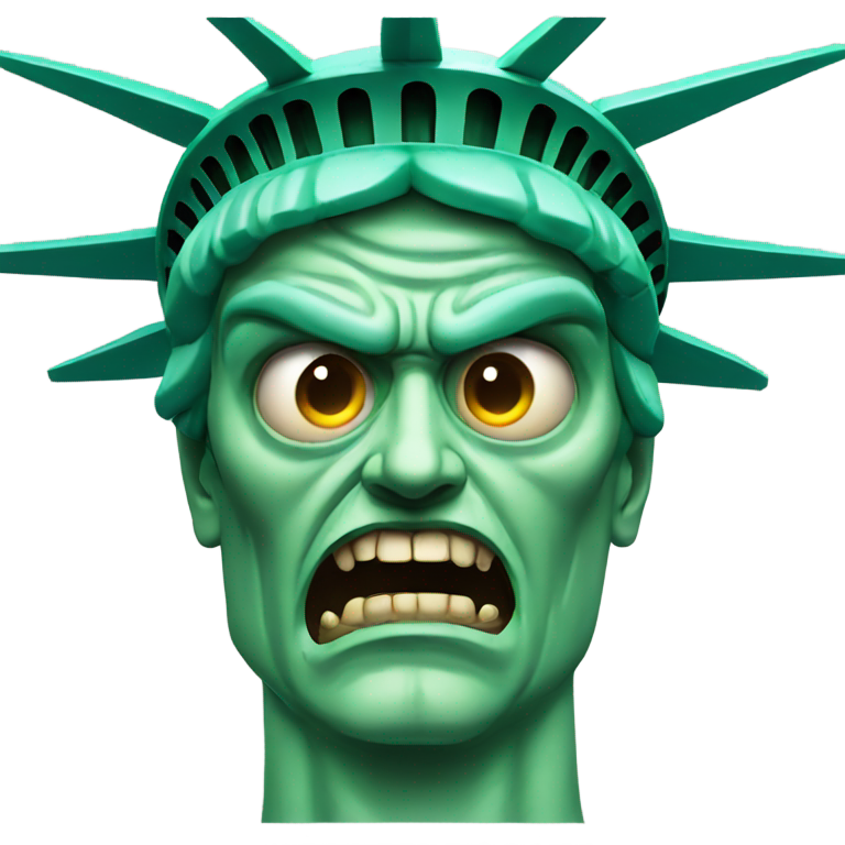 genmoji : Statue de la Liberté zombie, yeux en colère