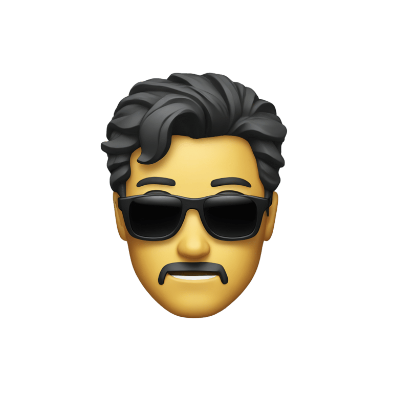 genmoji: A iron man with black sunglass