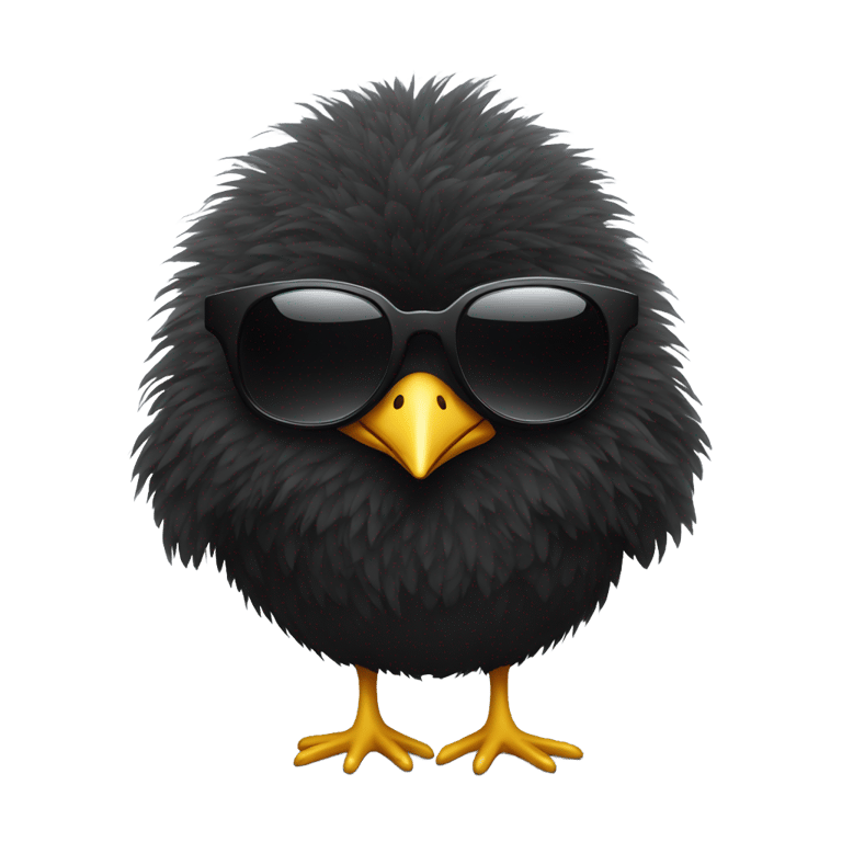 genmoji: A small, fluffy chick wearing cool black sunglasses and oversized  nodding its head as if enjoying music