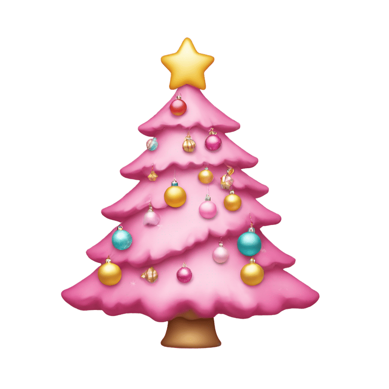 genmoji : Sapin de Noël rose avec ornements pastel