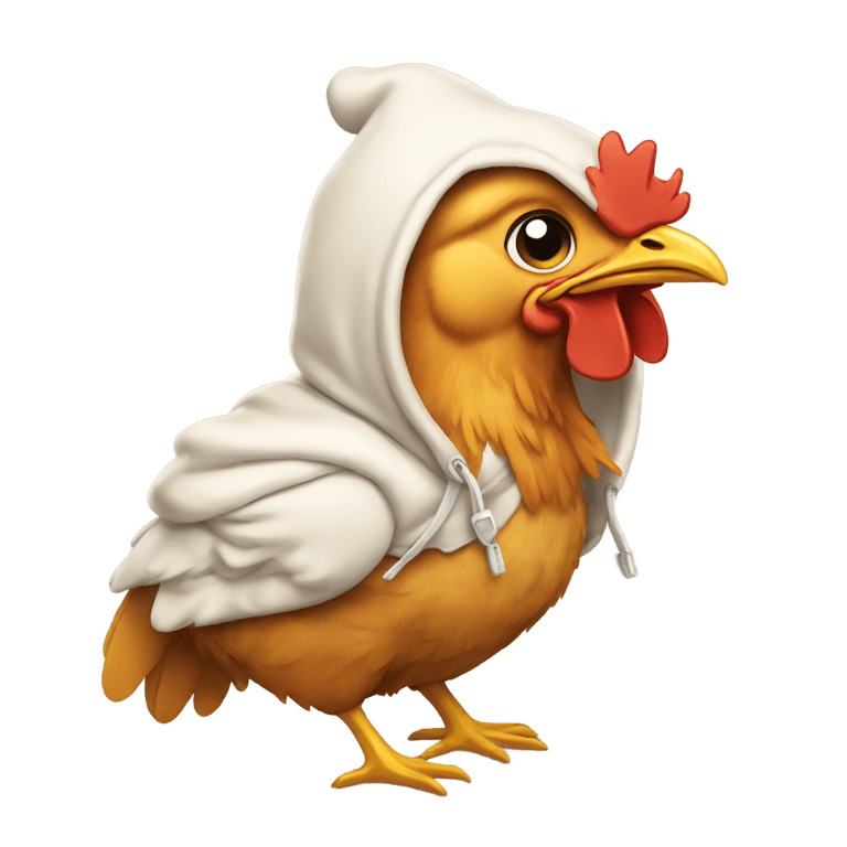 genmoji: Chicken wearing hoodie