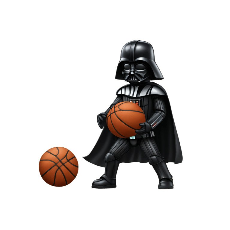 genmoji: Darth Vader playing basketball