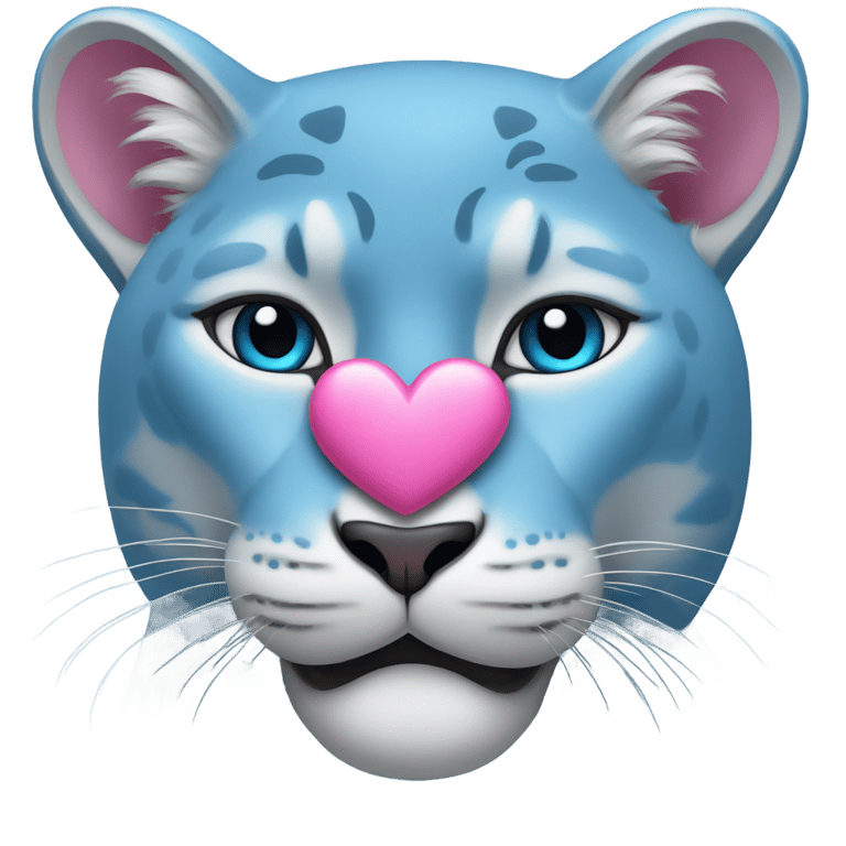 genmoji: Blue cougar hold a pink heart