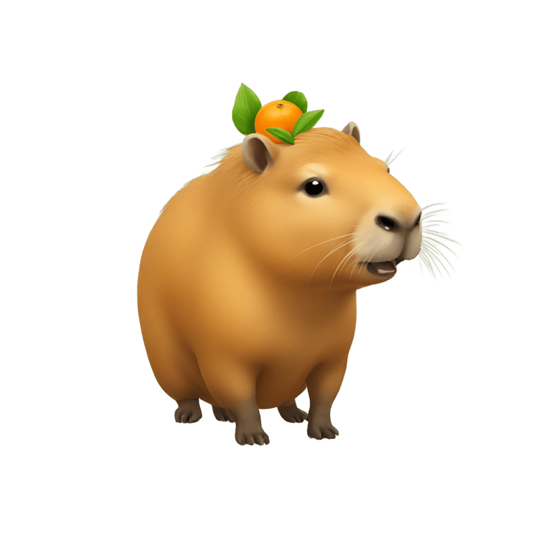 genmoji: A capybara with a small tangerine on its head