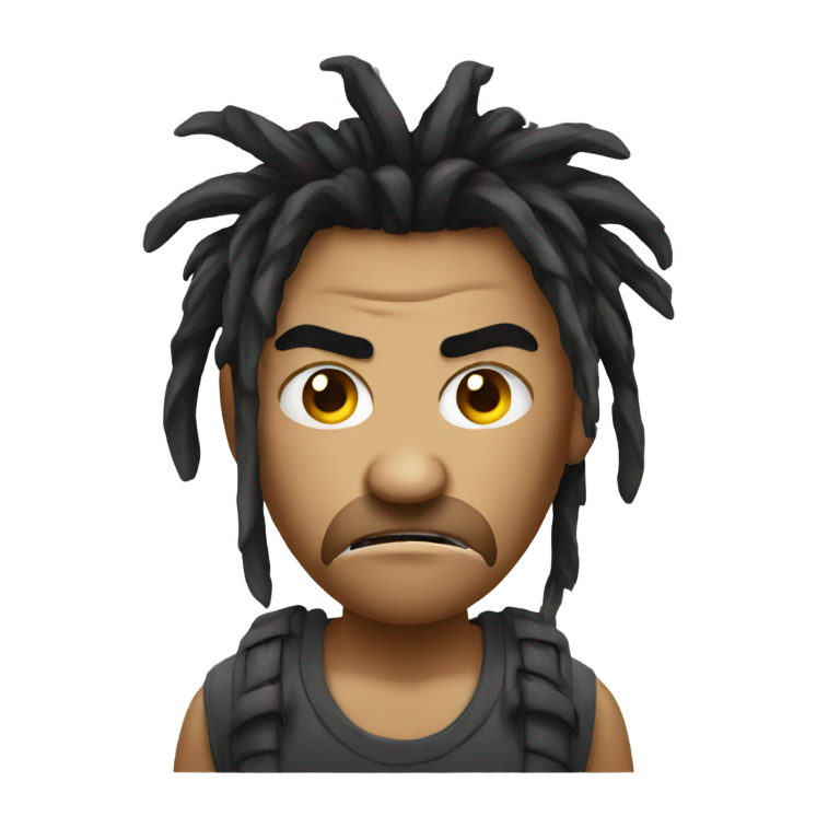 genmoji: angry emoji with short messy dreads