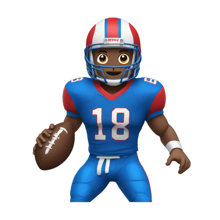 genmoji: football player in a blue and red jersey