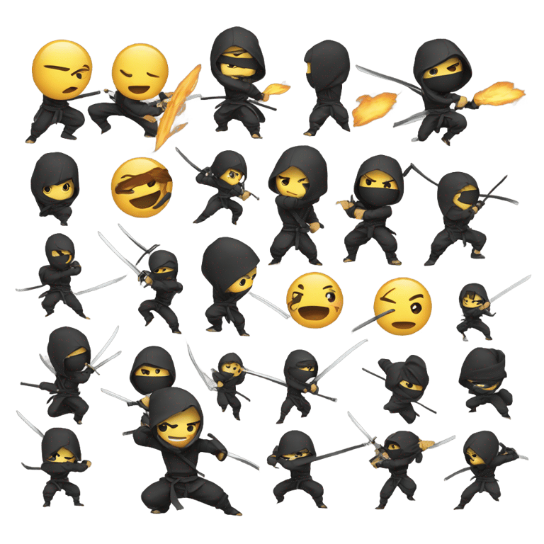 genmoji: Anime tech ninjas fighting