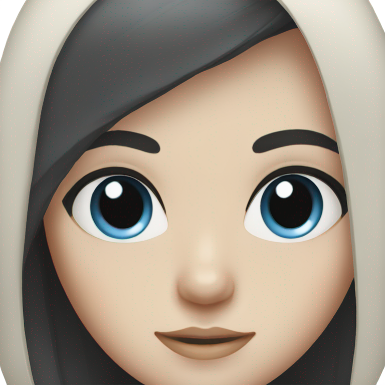 genmoji : Fille à la peau blanche, aux yeux bleus, avec des taches de rousseur et des cheveux noirs foncés.