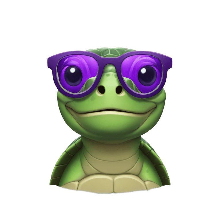 genmoji: a turtle in purple glasses