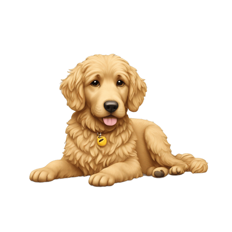 genmoji: Goldendoddle relaxing