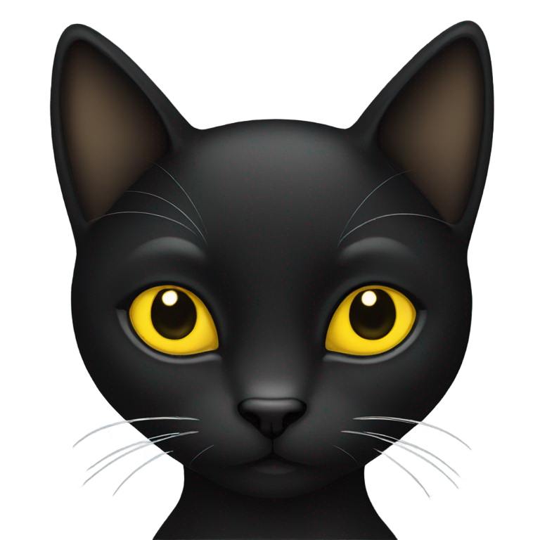 genmoji : Black cat with yellow eyes sitting