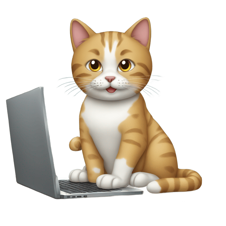 genmoji: cat using a laptop