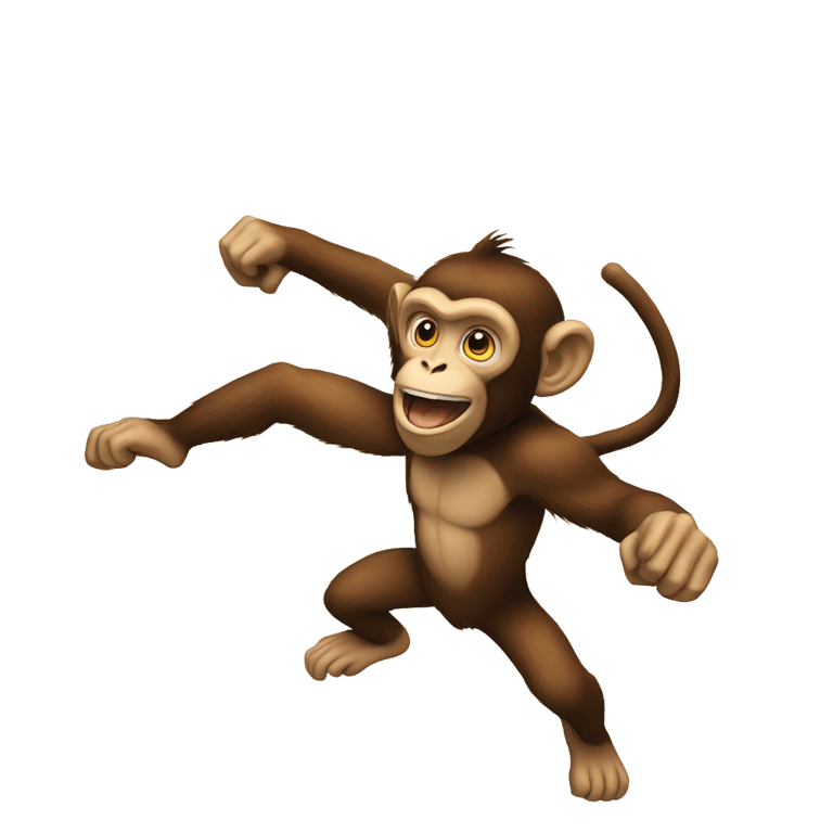 genmoji: a monkey fighting a wall