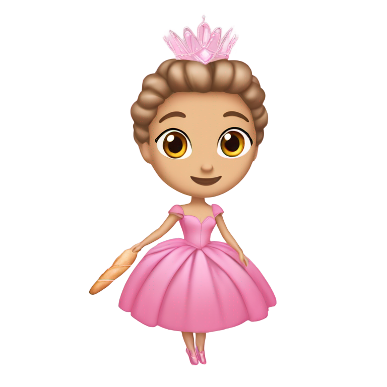 genmoji: Ariana Grande en Glinda avec baguette magique, robe rose, silhouette complète