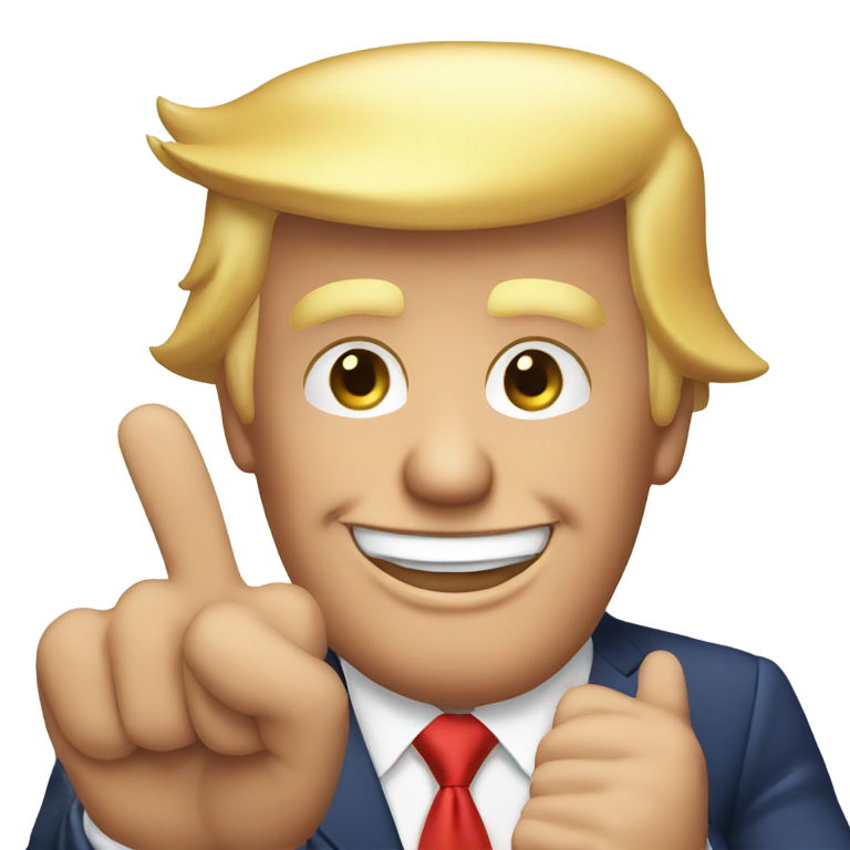 genmoji: Donald trump smiling with two middle fingers in air