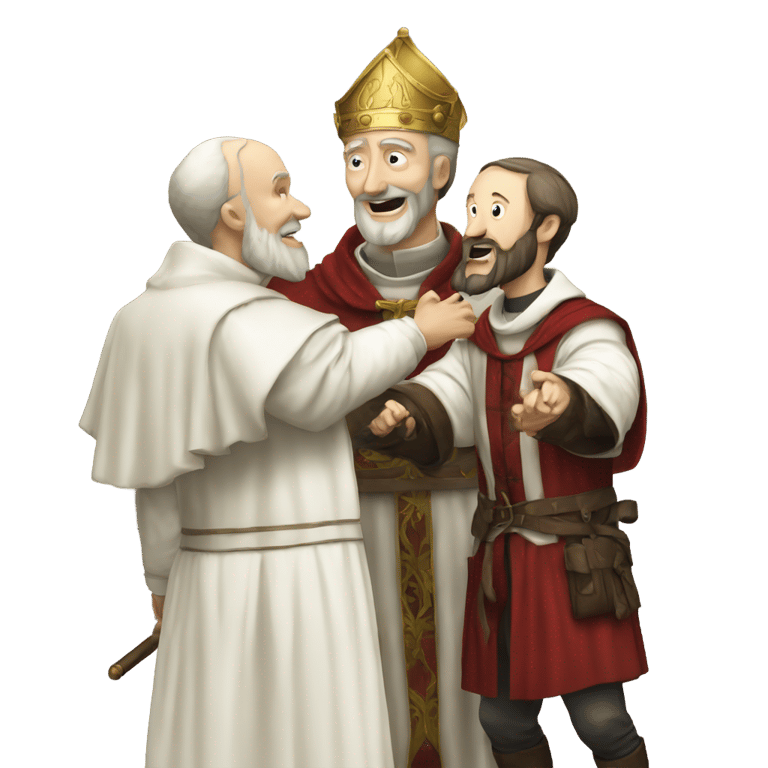 genmoji : John Calvin fighting the Pope and winning