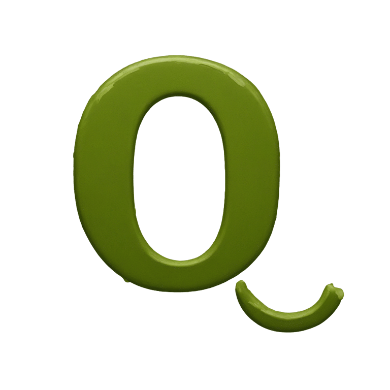 genmoji: Letter o made out of olive green paint