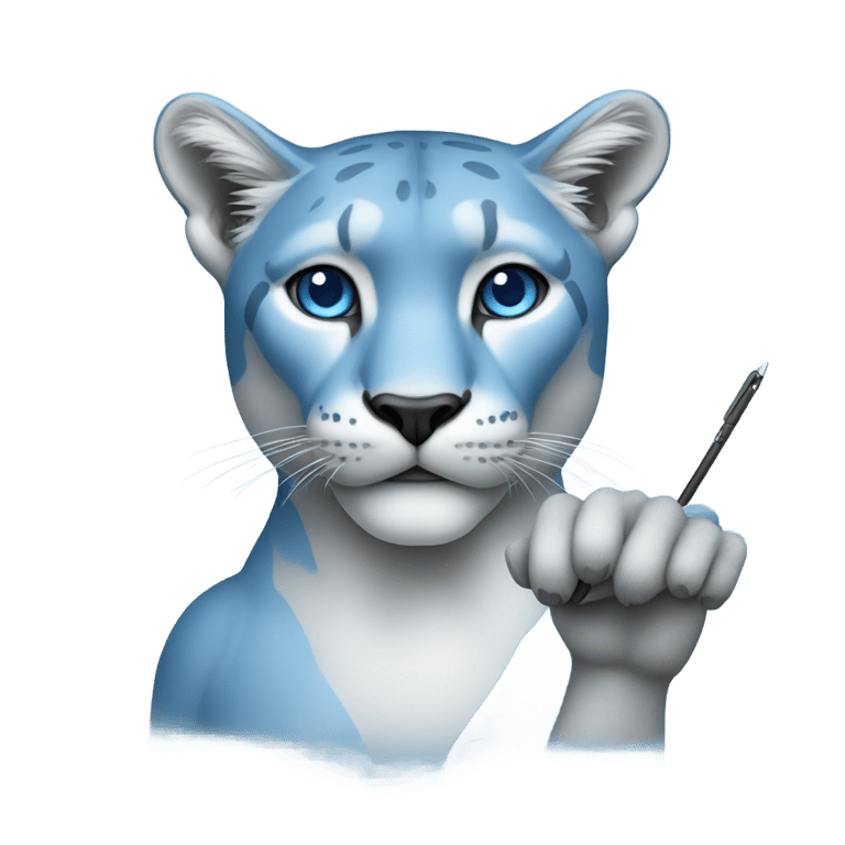 genmoji: a blue cougar holding a pointer