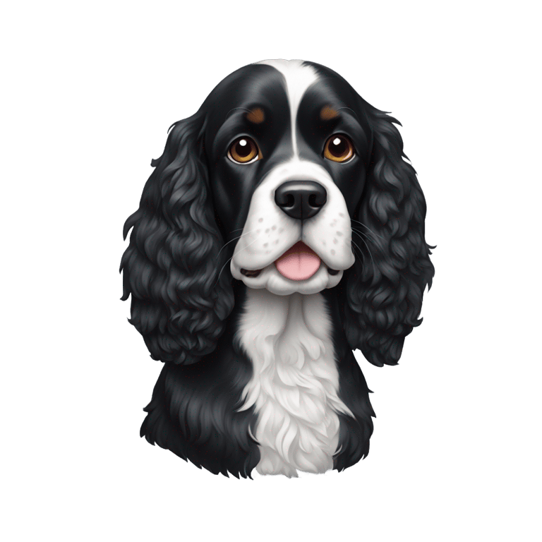 genmoji: Black cocker spaniel white on chest