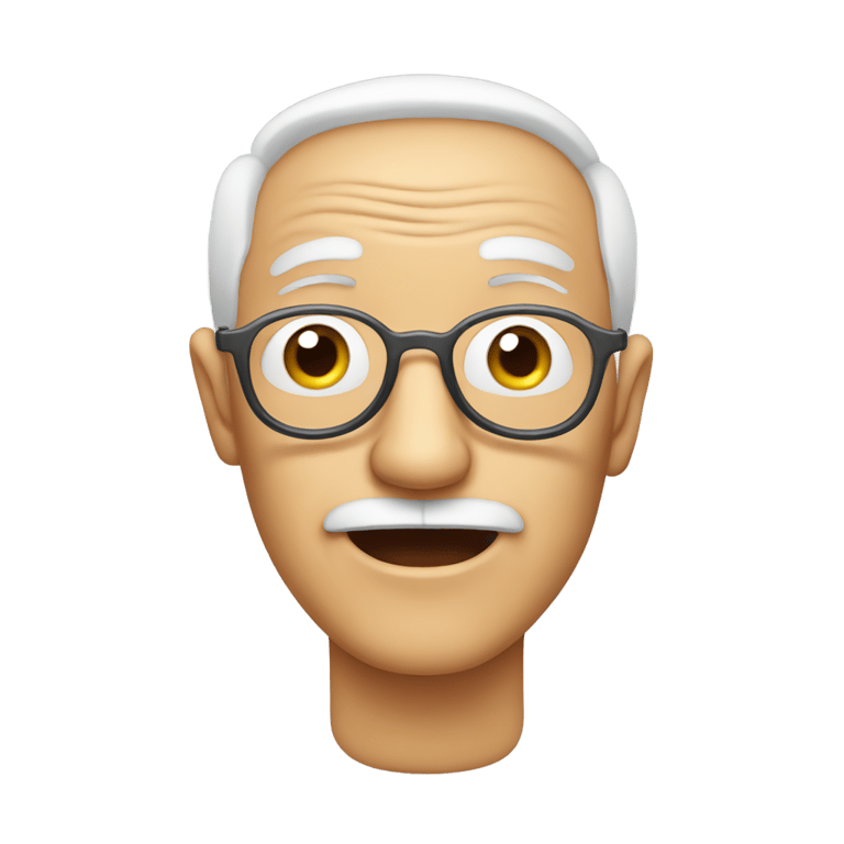 genmoji: grandpa with mouth instead of eyes