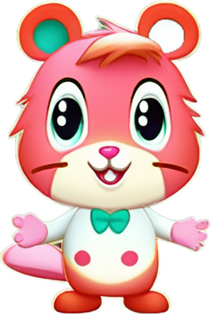 genmoji: Hamphrey is an anthropomorphic hamster with light pink fur and rosy cheeks. His eyes are big and bright, and he has a friendly smile. Hamphrey wears a white shirt with colored polka dots