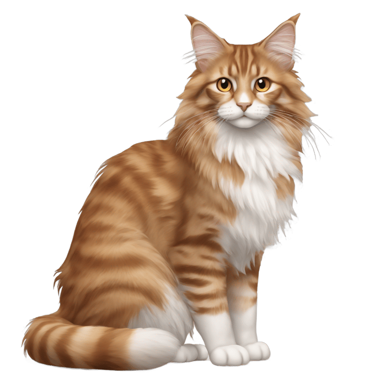 genmoji: Brownish-orange and gray tabby mainecoon turkish angora